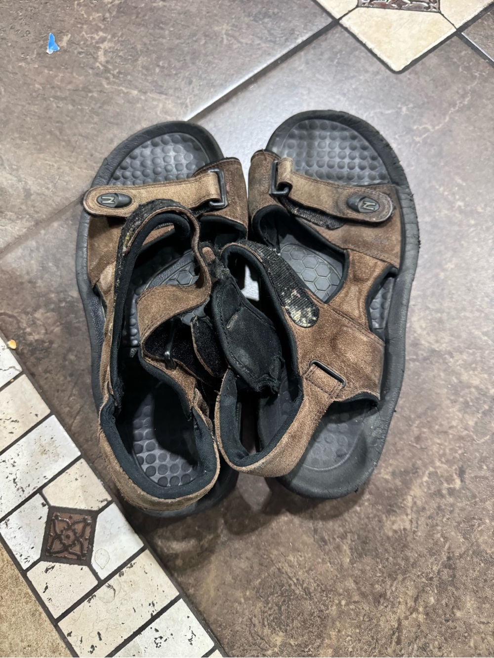 Men's Brown Suede Adjustable Strap Sandals